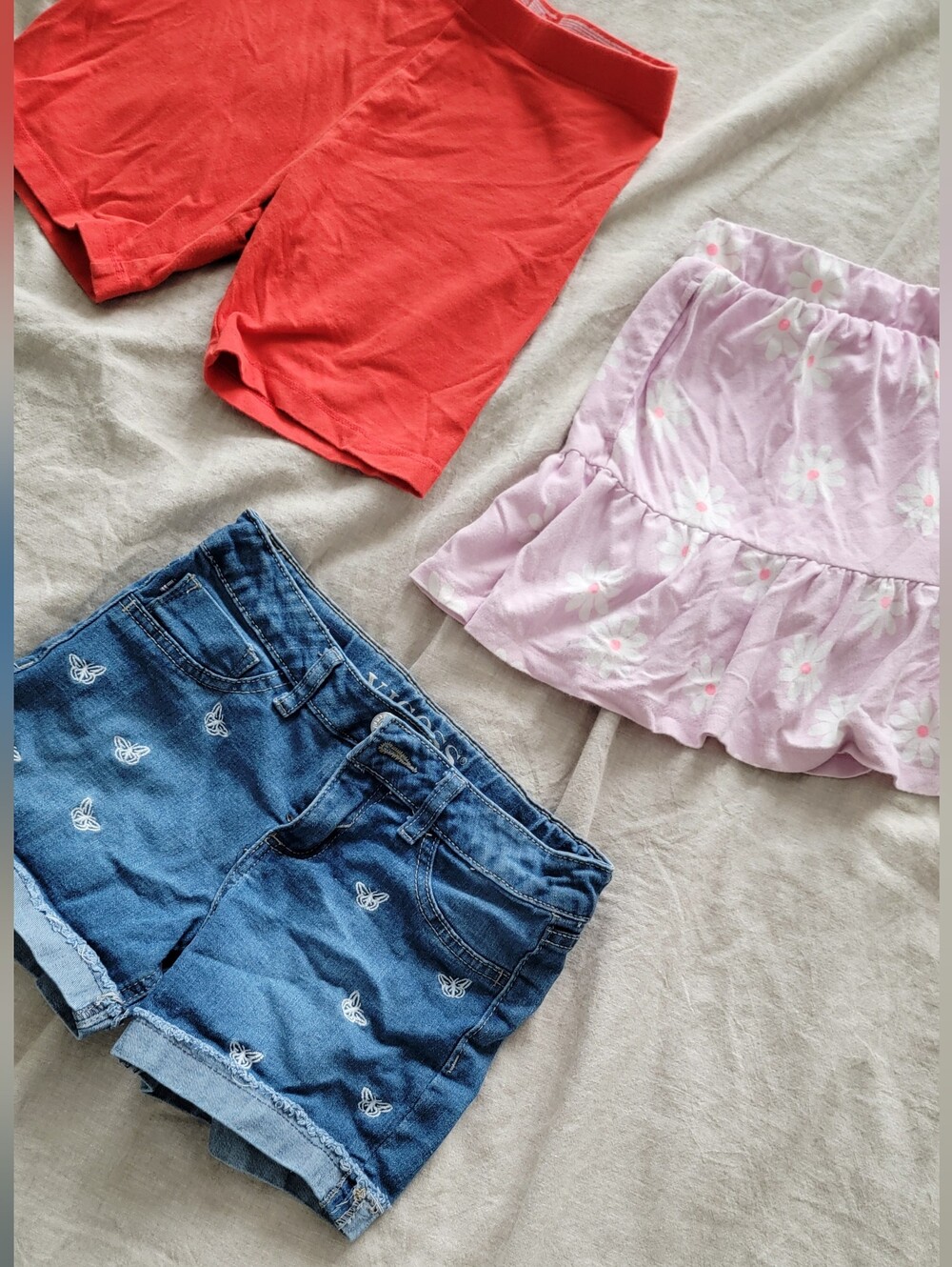 Blue Embroidered Denim Shorts